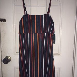 Black/Orange Multicolor Thin-Striped Dress S